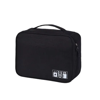 Портативная сумка для хранения кабелей, водонепроницаемая вилка для зарядного устройства USB, Органайзер для путешествий, электронный органайзер Черный