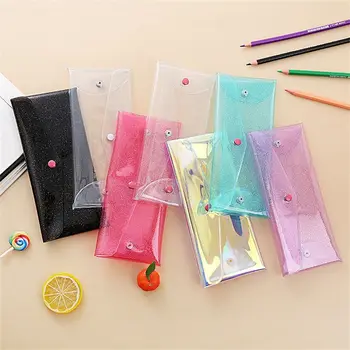 Прозрачные сумки для карандашей из ПВХ, водонепроницаемая сумка для карандашей, пенал, блестящий красочный стационарный органайзер, настольные аксессуары 0