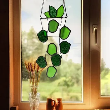 Растения, акриловые занавески для окон, солнцезащитный козырек ручной работы, Акриловый декор из листьев для окон, подарки