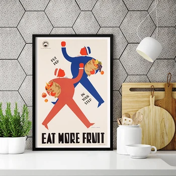 Рекламный плакат с едой и фруктами, Декор кухни, настенный арт середины века, фрукты, ретро-арт, холст, живопись, украшение столовой 0