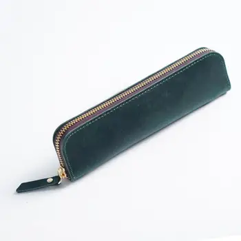 Ретро-пенал, стильный пенал, стильный просторный пенал из воловьей кожи, вместительная сумка для ручек из натуральной кожи для офиса 2