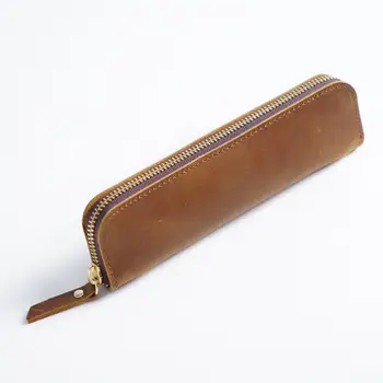 Ретро-пенал, стильный пенал, стильный просторный пенал из воловьей кожи, вместительная сумка для ручек из натуральной кожи для офиса 3