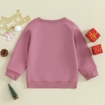 Рождественские свитшоты для маленьких девочек, пуловеры с круглым вырезом и длинными рукавами в виде букв и звезд, топы, Милая осенне-зимняя одежда