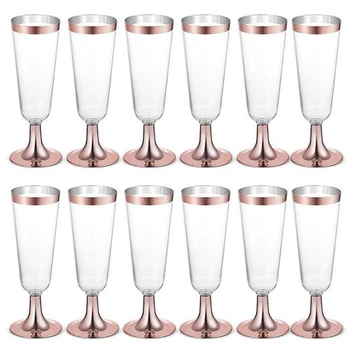 Свадебная флейта для шампанского Креативная Одноразовая Пластиковая Свадебная чашка для напитков Champagne Gl для вечеринки-Розовое золото 0