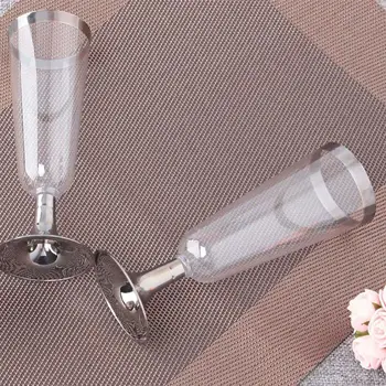 Свадебная флейта для шампанского Креативная Одноразовая Пластиковая Свадебная чашка для напитков Champagne Gl для вечеринки-Розовое золото 2