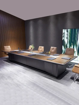 Стол для совещаний, длинный стол, большой, светлый, роскошный стол для переговоров и стул, сочетание деловой офисной мебели