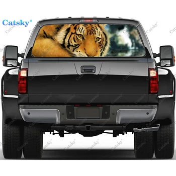 тигр свирепое животное Наклейка на окно Графическая ПВХ Декоративная Наклейка на грузовик Перфорированная Виниловая Универсальная наклейка