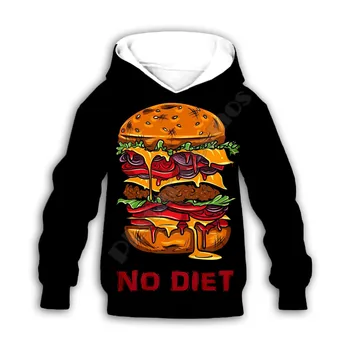 Толстовки с 3D-принтом Hamburger, семейный костюм, футболка, пуловер на молнии, детский костюм, толстовка, спортивный костюм/брюки