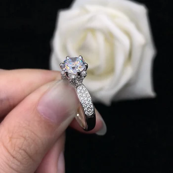 Фантастическое кольцо с бриллиантом круглой огранки 2 карата для женщин, свадебные украшения, твердое кольцо из платины 950 пробы R101