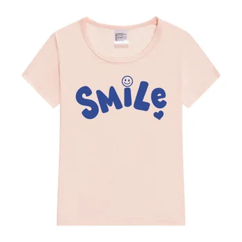 Футболка с мультяшной улыбкой для мальчиков и девочек, детская забавная одежда с принтом, детская летняя хлопковая повседневная рубашка с круглым вырезом