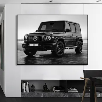 Черно-белые автомобильные плакаты класса люкс G63 AMG, живопись на холсте, спортивные принты, настенные рисунки для гостиной, украшения дома