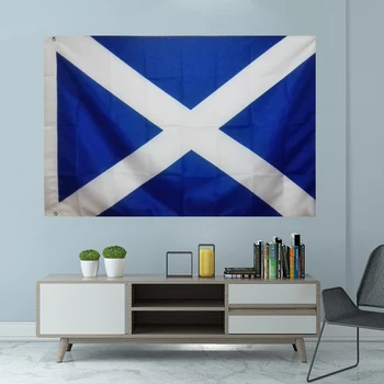 Шотландия Сент-Эндрюс Шотландский Флаг Графический Напечатанный На Заказ Подвесной Баннер Спортивный Полиэстер Крышка Вала Люверсы 3X5 ФУТОВ 90X150 СМ