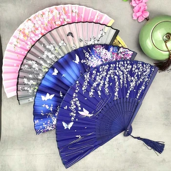 Элегантный шелковый веер для свадебных танцев Ручной Китайский Винтажный складной